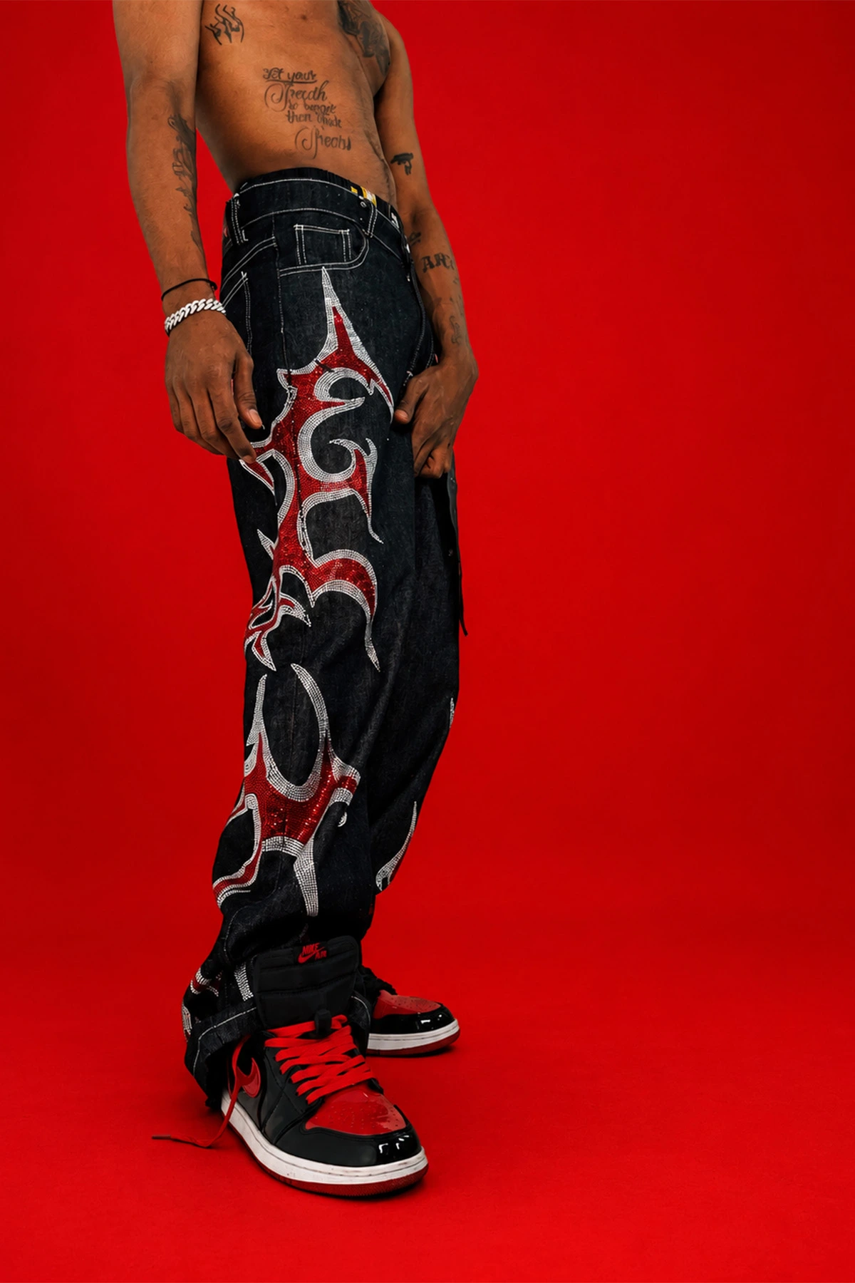 BLOODFLAME RHINESTONE DENIM RICH THE OG BLOODFLAME RHINESTONE DENIM RICH THE OG